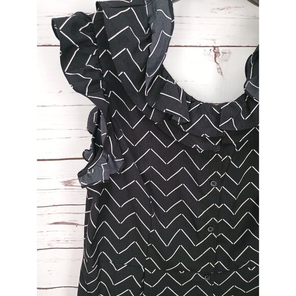 Who What Wear Black & White Chevron Ruffled Maxi Dress XL - Picture 4 of 8